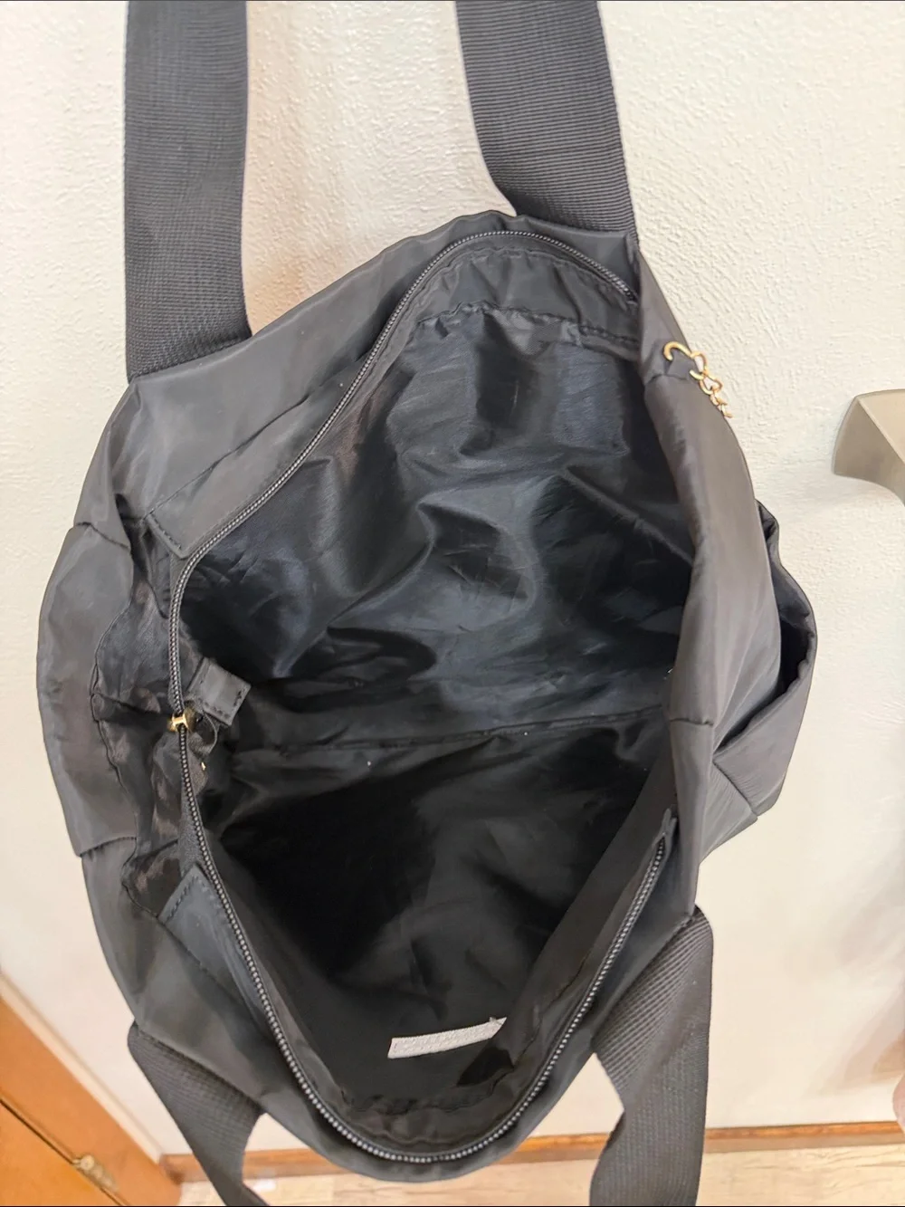 Black Quilted Tote Bag with Gold Accents - Women Bags